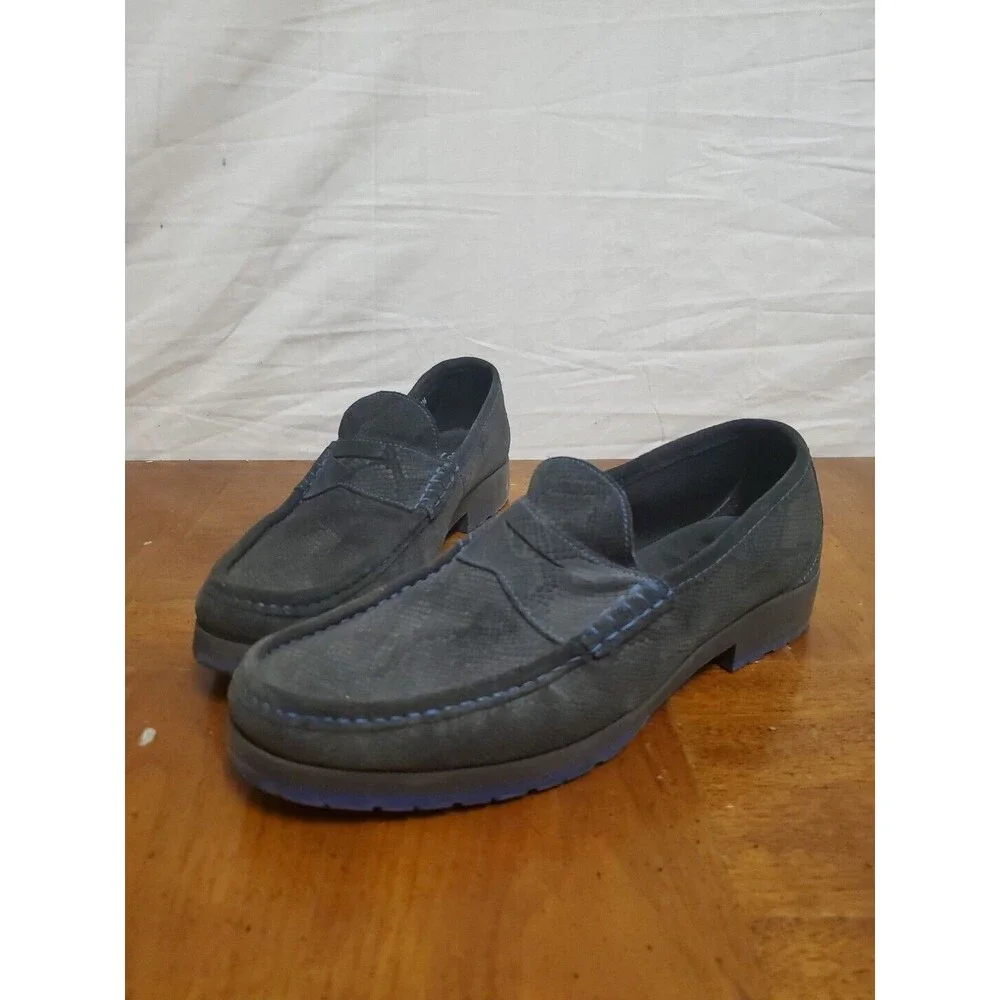 Donald Pliner Lazaro Gray Snake Blue Detail Men's Slip On Loafers Shoes Size 8.5